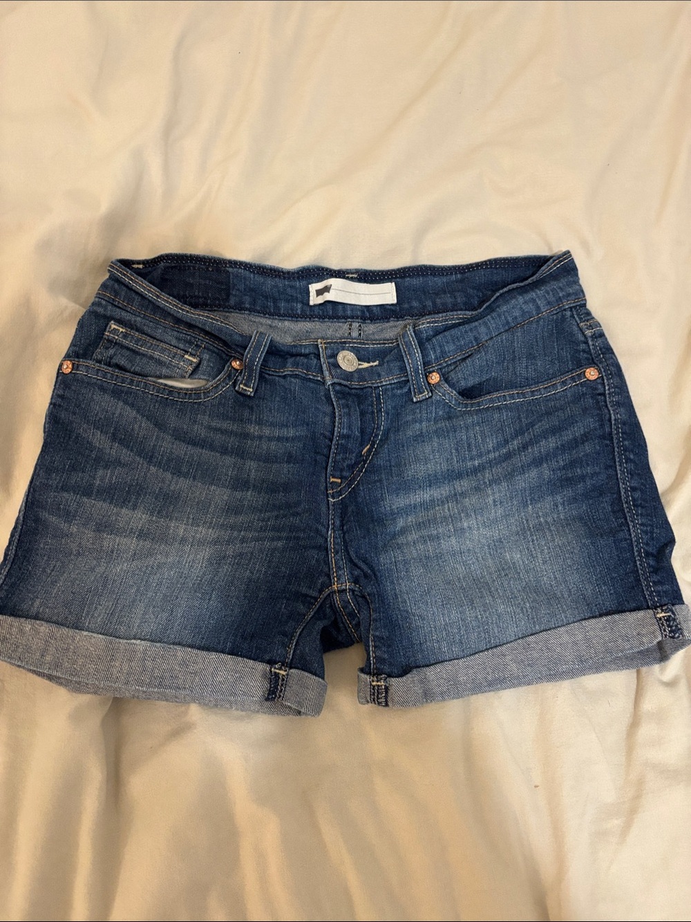 Levi's Dark Blue Rolled Cuff Denim Shorts